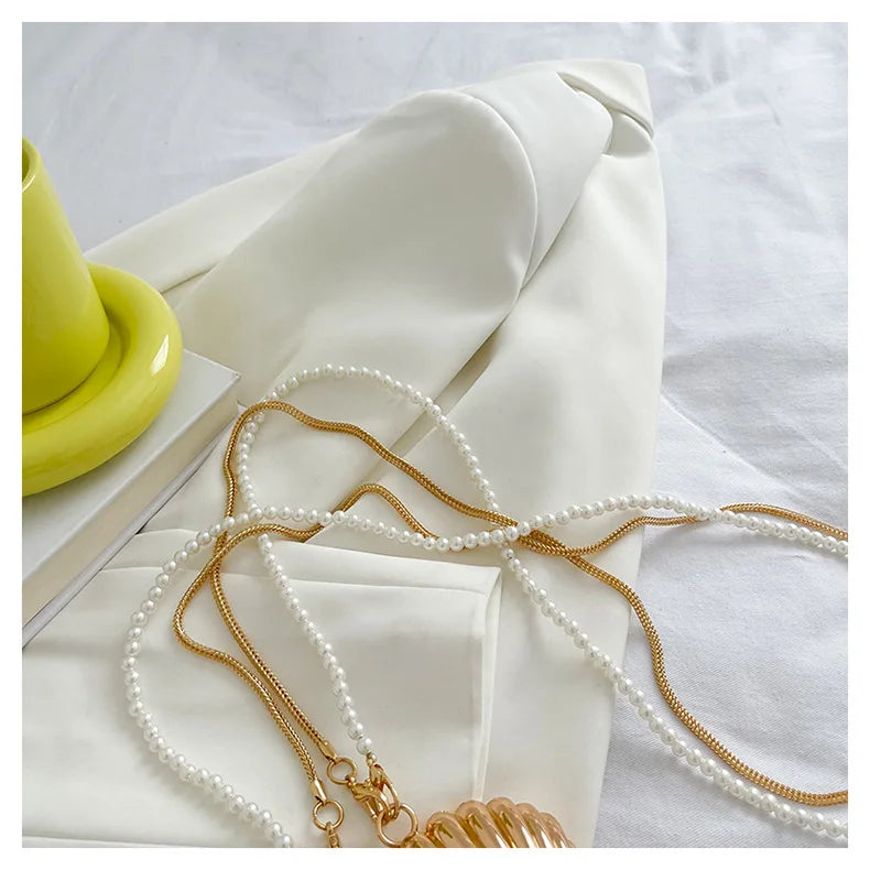 2026 New Summer Lipstick Bags for Women Fashion Pearl Mini Purse Crossbody Bag High Quality Gold Shell Bag Designer Shoulder Bag