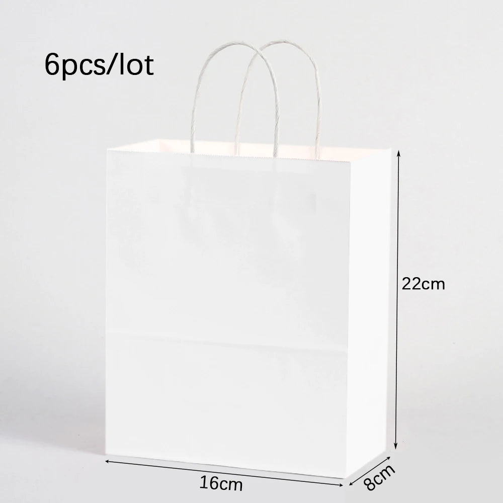6pcs Macaron Paper Gift Bags Candy Gift Packaging Bags Kids Birthday Party Treat Bags Decoration Baby Shower Wedding Supplies