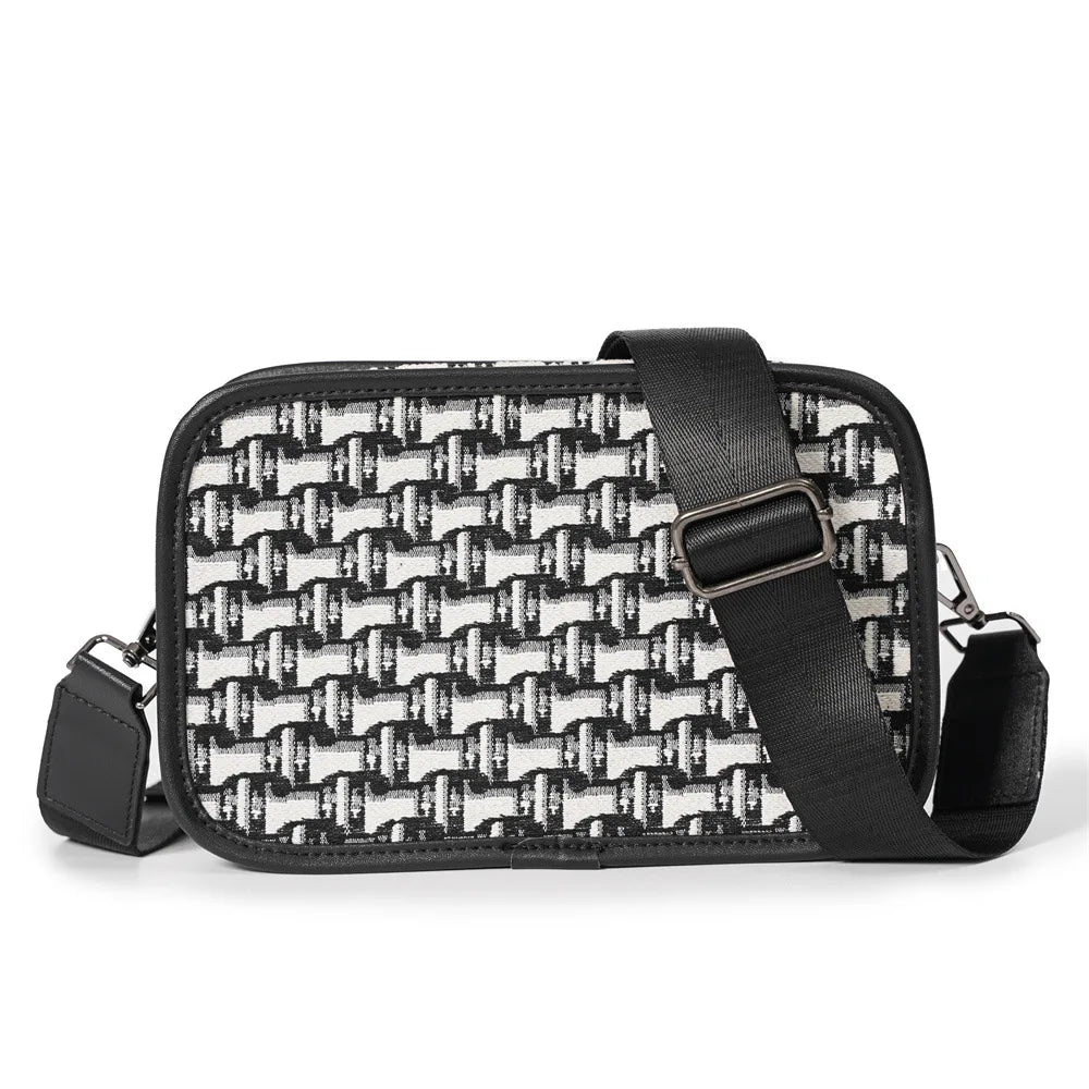 Fashion Men's Crossbody Bag Brand Designer Jacquard Canvas Crossbody Shoulder Bags For Men Small Square Shoulder Messenger Bag