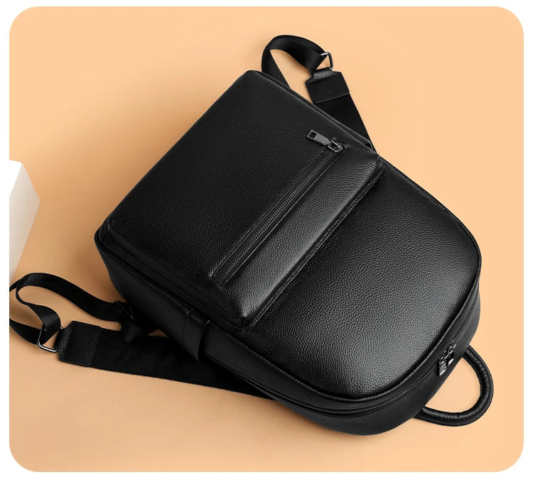 100% Genuine Leather Men Backpacks Natural Skin Leather Students Backpack Yong Boys College Backpack Shoolbag Travel Bags SAC
