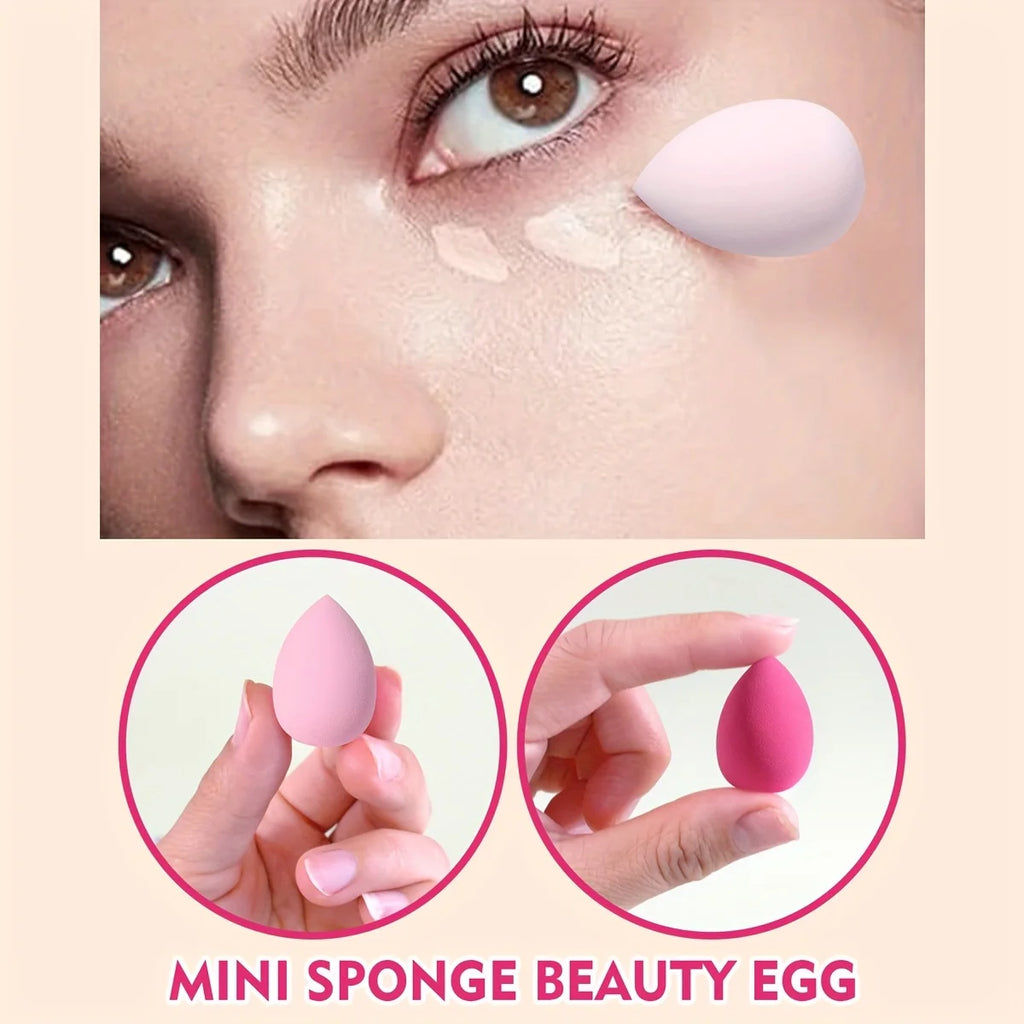Face Makeup Tool Set With Organizer, Large Beauty Eggs Fan Puffs   Mini Beauty Eggs Thumb Puffs Makeup Sponge Puffs