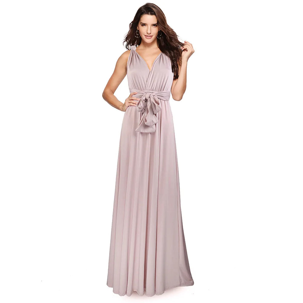 Formal Dress Women Elegant Evening Long Deep V Halter Dress Convertible Multi Way Wrap Maxi Grecian Dresses Wedding Party Dress
