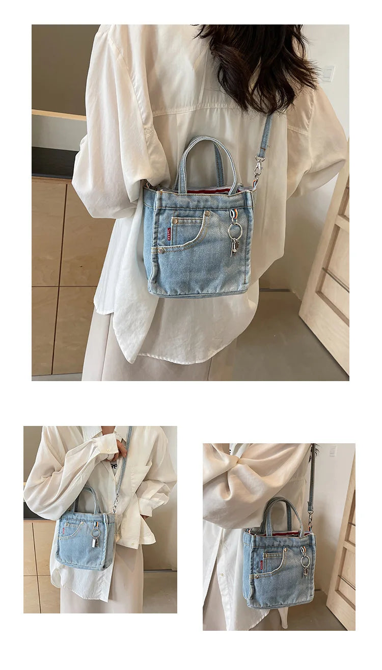 Ladies' Crossbody Bags Creative Retro Washed Denim Personalized Fashionable Verstaile Handbags High-quality Shoulder Bags Girl