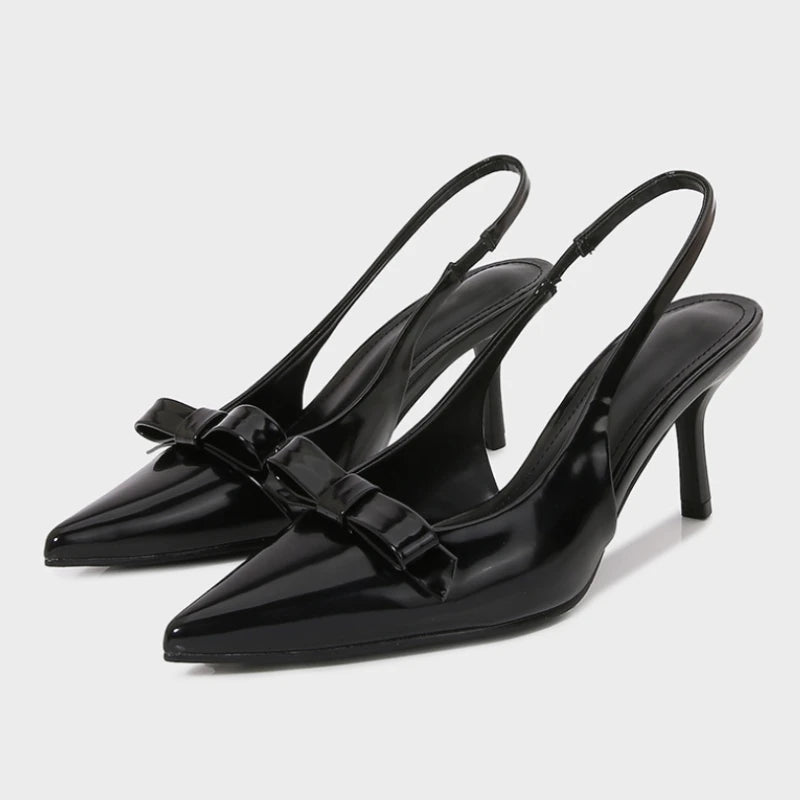 Summer High Heeled Sandals for Women Elegant Bow Decoration Fashion Party Wedding Slingback Sexy Stiletto Ladies Dress Shoes