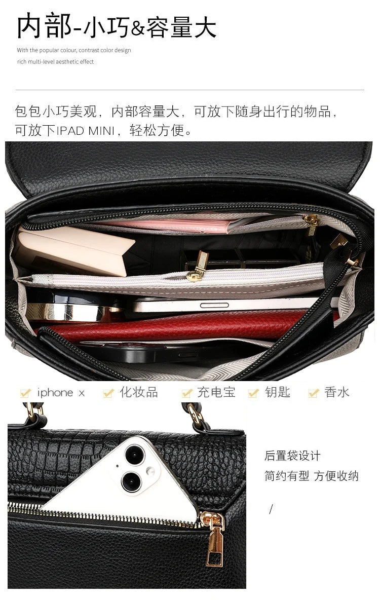 Brand Luxury Large Capacity Multilayer Shoulder Messenger Bag Women High Quality Leather Handbag Design Female Crossbody Tote