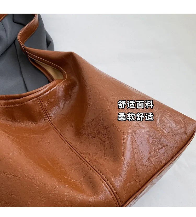 Soft PU Leather Shoulder Bag for Women Wedding Totes All-match Commuter Underarm Bag Bolso Mujer Fashion Large Capacity Handbag