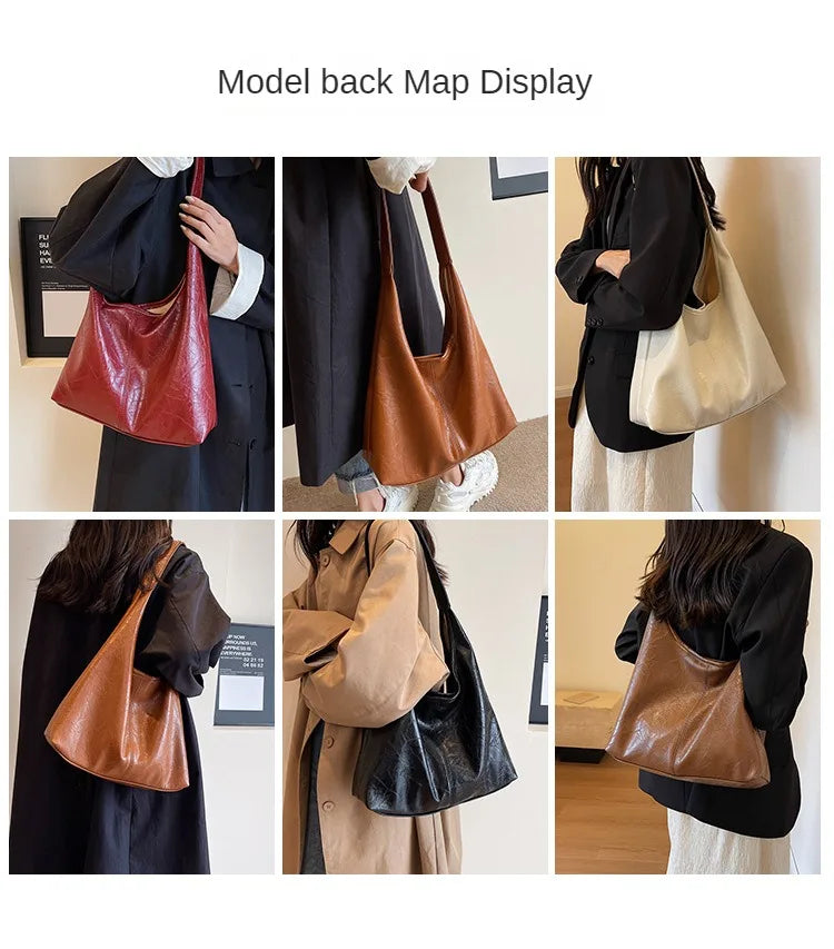 Soft PU Leather Shoulder Bag for Women Wedding Totes All-match Commuter Underarm Bag Bolso Mujer Fashion Large Capacity Handbag