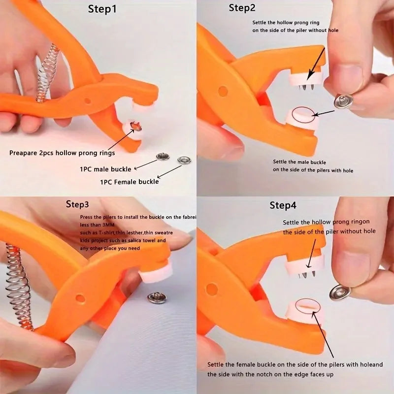 50 piece snap button kit with manual press pliers - suitable for DIY crafts, sewing clothes, hats, and bags