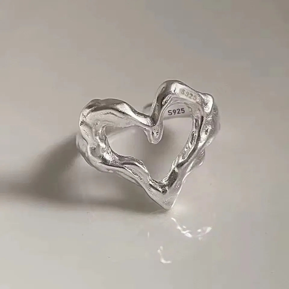 PANJBJ 925 Sterling Silver Pearl Irregular Ring for Women Shell Overlapping Hollow Sweet Design Jewelry Gift Dropshipping
