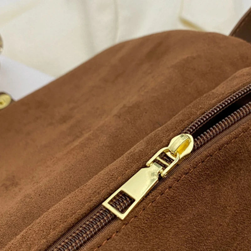 Vintage Brown Suede Soft PU Leather Women Shoulder Bags Large Capacity Crossbody Bag Tote Bag High Quality Fashion Hobo Handbags