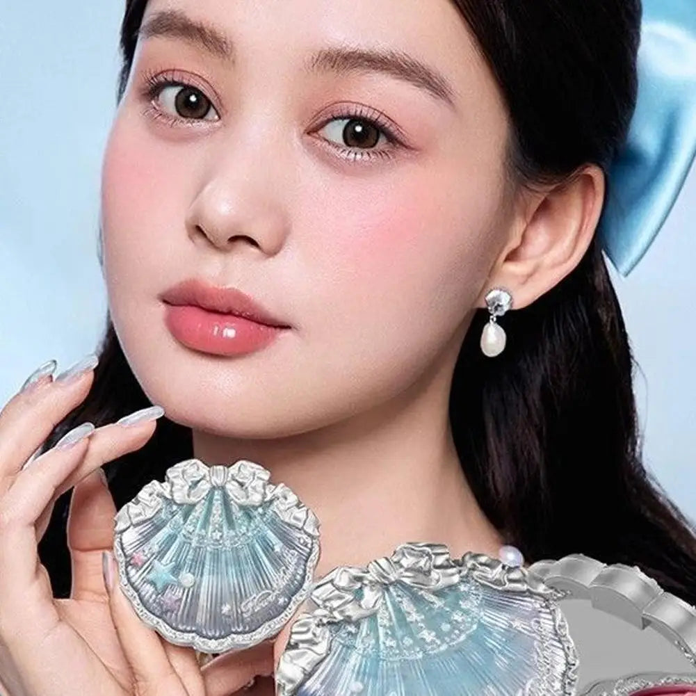 Shell Pearl Blush For Flower Knows Relief Matte Silk Satin Embossed Blush Makeup Long Lasting Brighten Blusher Pallet For Gift