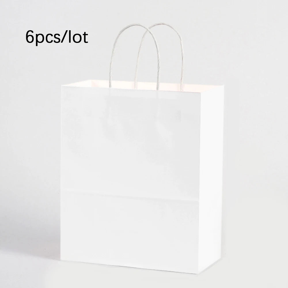 6pcs Macaron Paper Gift Bags Candy Gift Packaging Bags Kids Birthday Party Treat Bags Decoration Baby Shower Wedding Supplies