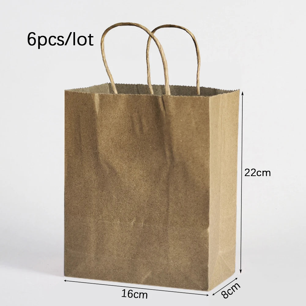 6pcs Macaron Paper Gift Bags Candy Gift Packaging Bags Kids Birthday Party Treat Bags Decoration Baby Shower Wedding Supplies