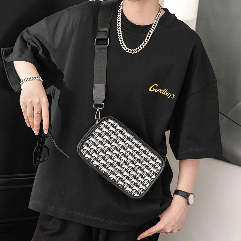 Fashion Men's Crossbody Bag Brand Designer Jacquard Canvas Crossbody Shoulder Bags For Men Small Square Shoulder Messenger Bag