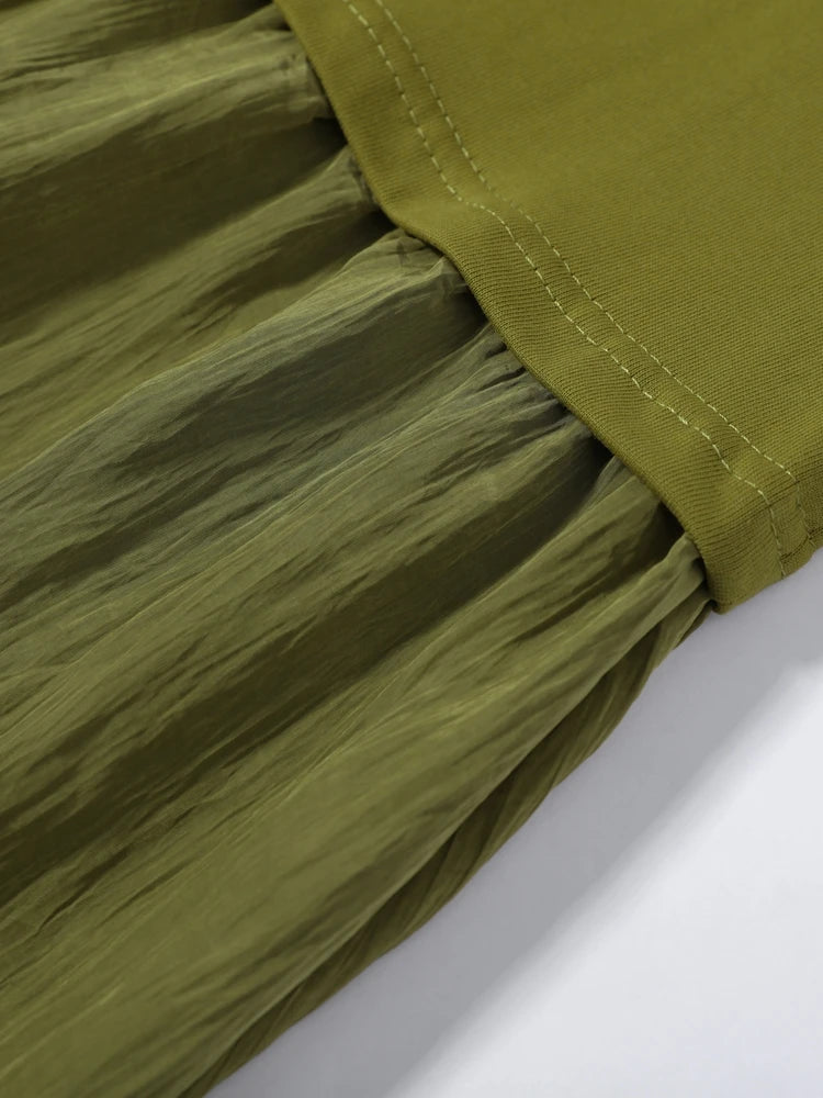 Short Sleeve Patchwork Oversized Long Dress Women Elegant O-neck Pleated Loose Party Evening Dresses Summer Casual Lady Vestidos