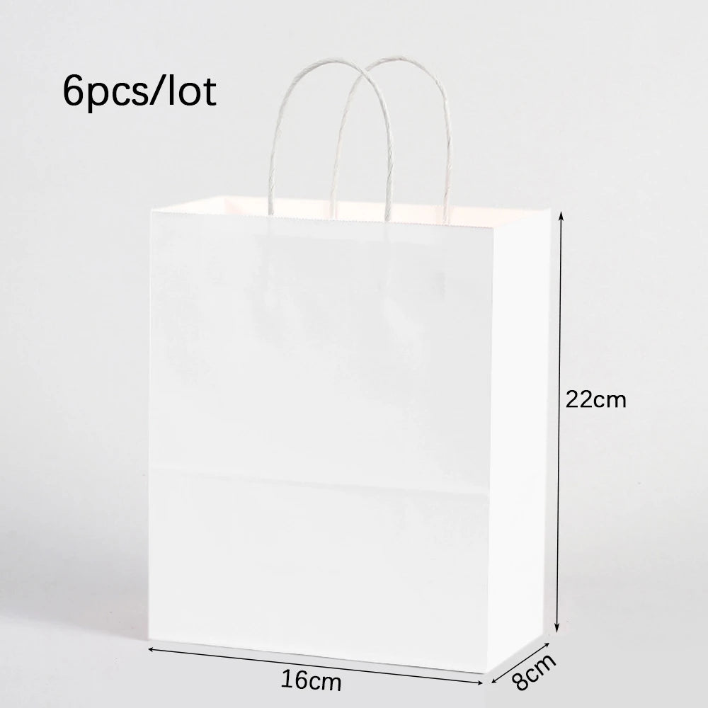 6pcs Macaron Paper Gift Bags Candy Gift Packaging Bags Kids Birthday Party Treat Bags Decoration Baby Shower Wedding Supplies