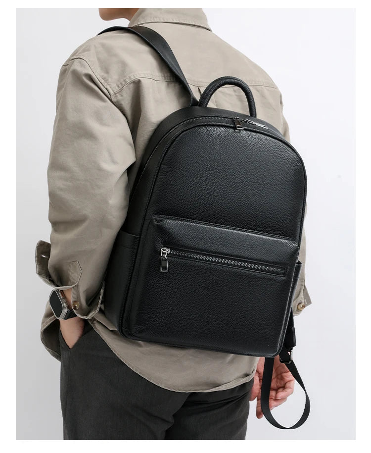 100% Genuine Leather Men Backpacks Natural Skin Leather Students Backpack Yong Boys College Backpack Shoolbag Travel Bags SAC