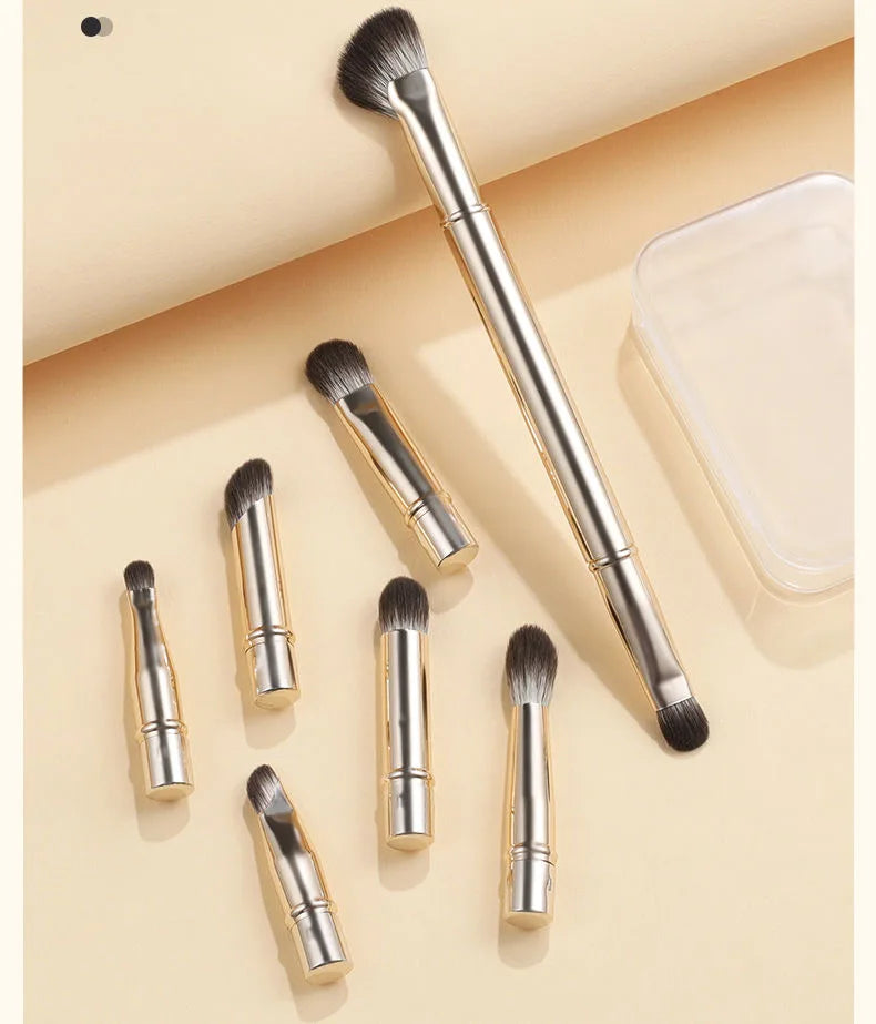 6-Pack Portable Makeup Brush Replacement Brush Head Nose Shadow Brush Travel Set