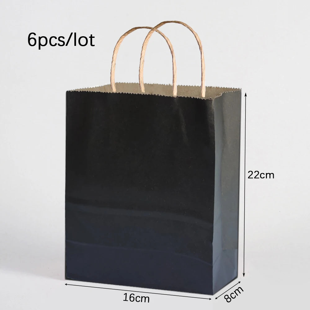 6pcs Macaron Paper Gift Bags Candy Gift Packaging Bags Kids Birthday Party Treat Bags Decoration Baby Shower Wedding Supplies