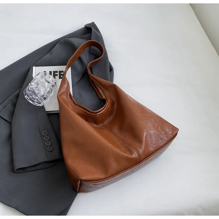 Soft PU Leather Shoulder Bag for Women Wedding Totes All-match Commuter Underarm Bag Bolso Mujer Fashion Large Capacity Handbag