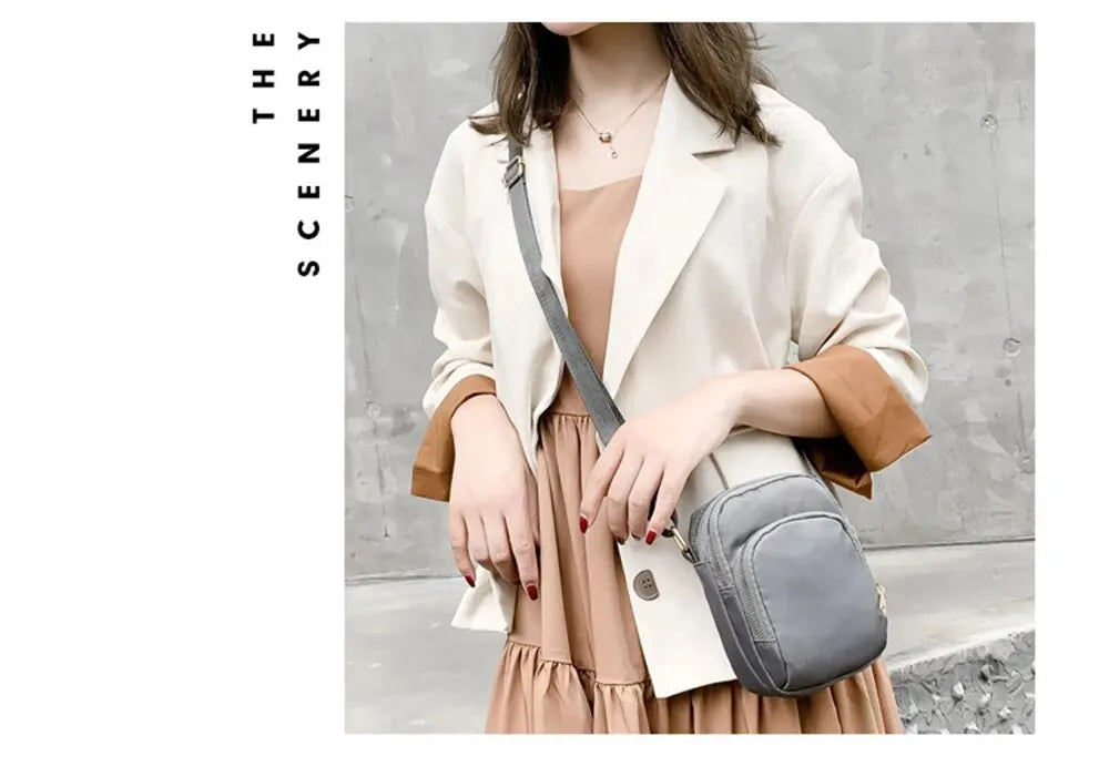 Women Bag Waterproof Shoulder Bag Crossbody Zipper Mobile Phone Lady Female Multifunction Handbag Wrist Purse Womens Pouch