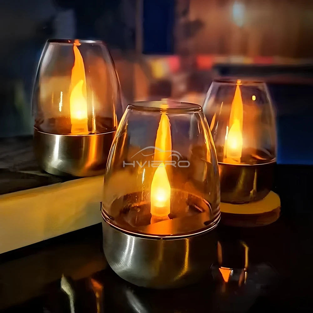 LED Solar Candles Light Flameless Rechargeable Night Light For Garden Decor Outdoor Wedding Party Waterproof Atmosphere Lamp