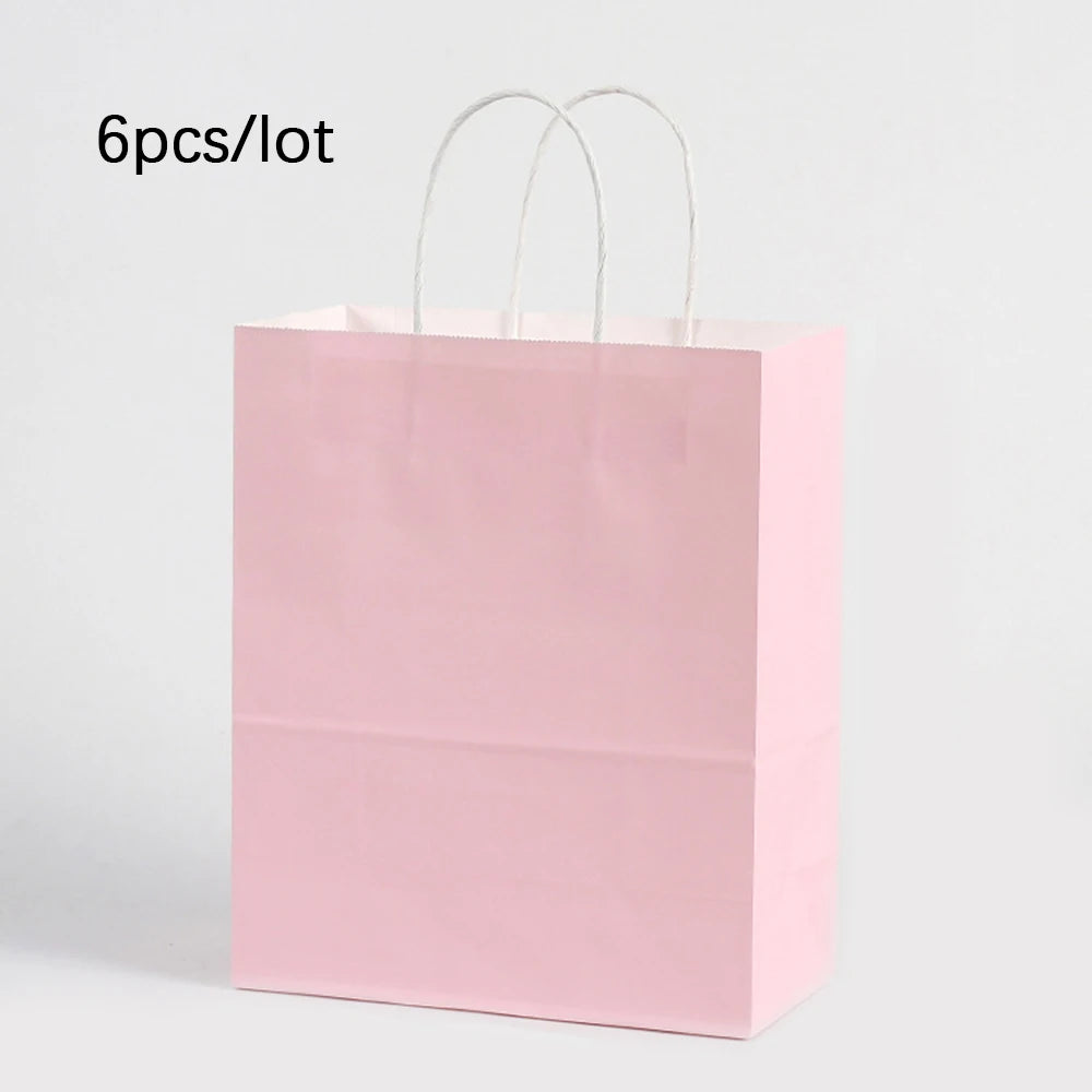 6pcs Macaron Paper Gift Bags Candy Gift Packaging Bags Kids Birthday Party Treat Bags Decoration Baby Shower Wedding Supplies