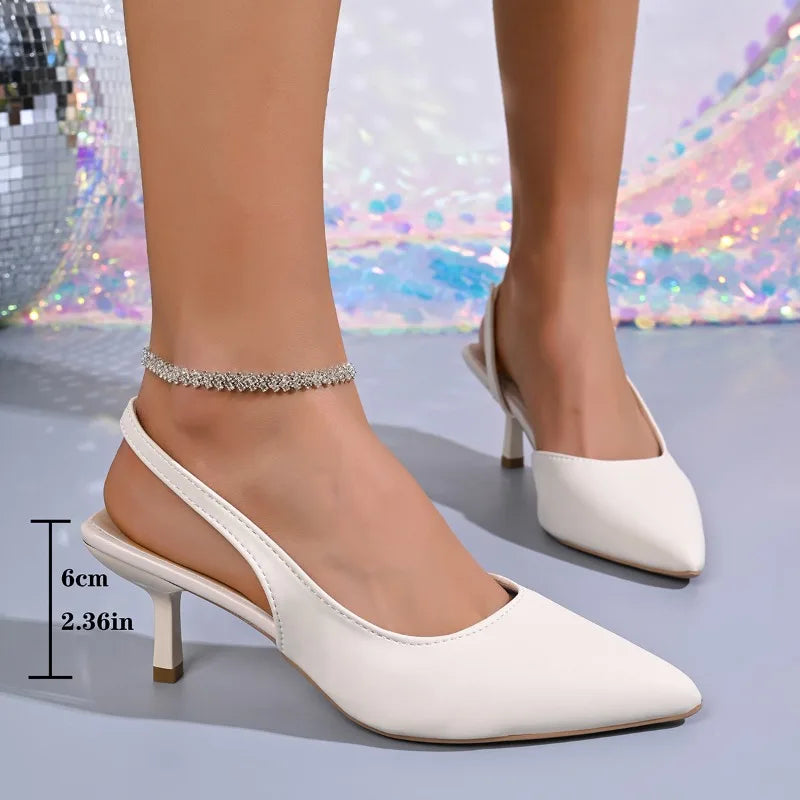Summer Cover Pointed Toe Women Sandals Fashion High Heel Shoes Ladies Outdoor Elegant Office Slingbacks Sandalias Mujer