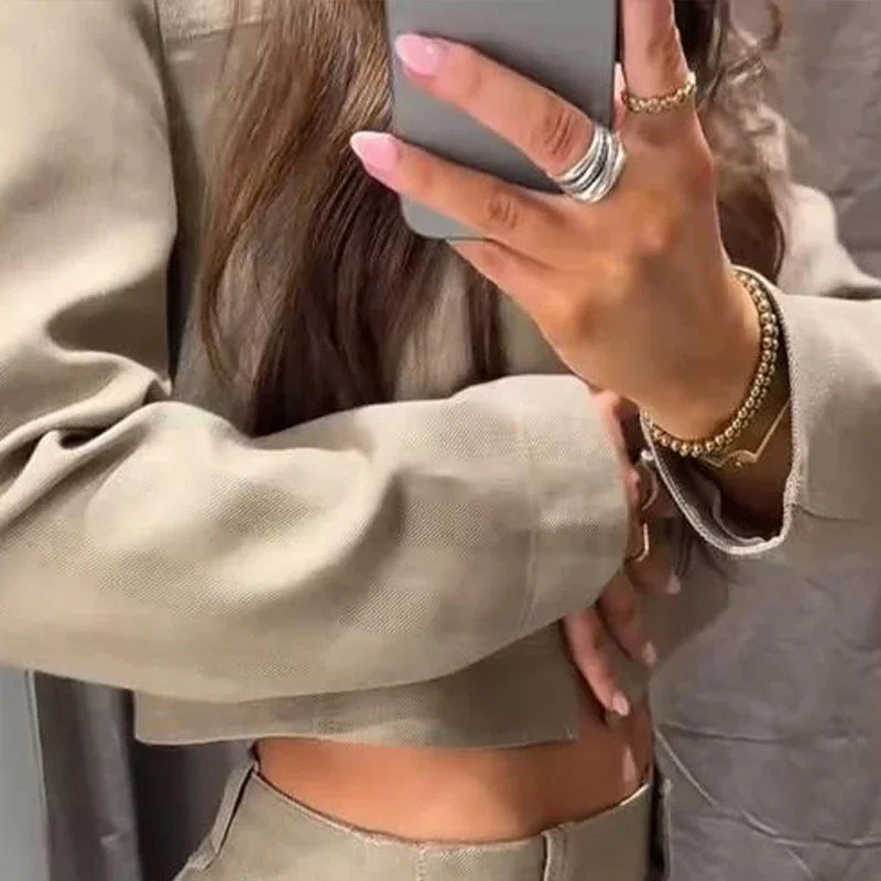 Casual Trousers Set Women Cotton Linen Lapel Zippers Crop Top Straight Pants Sets Lady 2026 Spring Solid Suit Woman Streetwear
