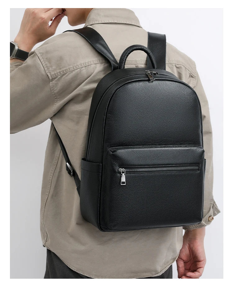 100% Genuine Leather Men Backpacks Natural Skin Leather Students Backpack Yong Boys College Backpack Shoolbag Travel Bags SAC