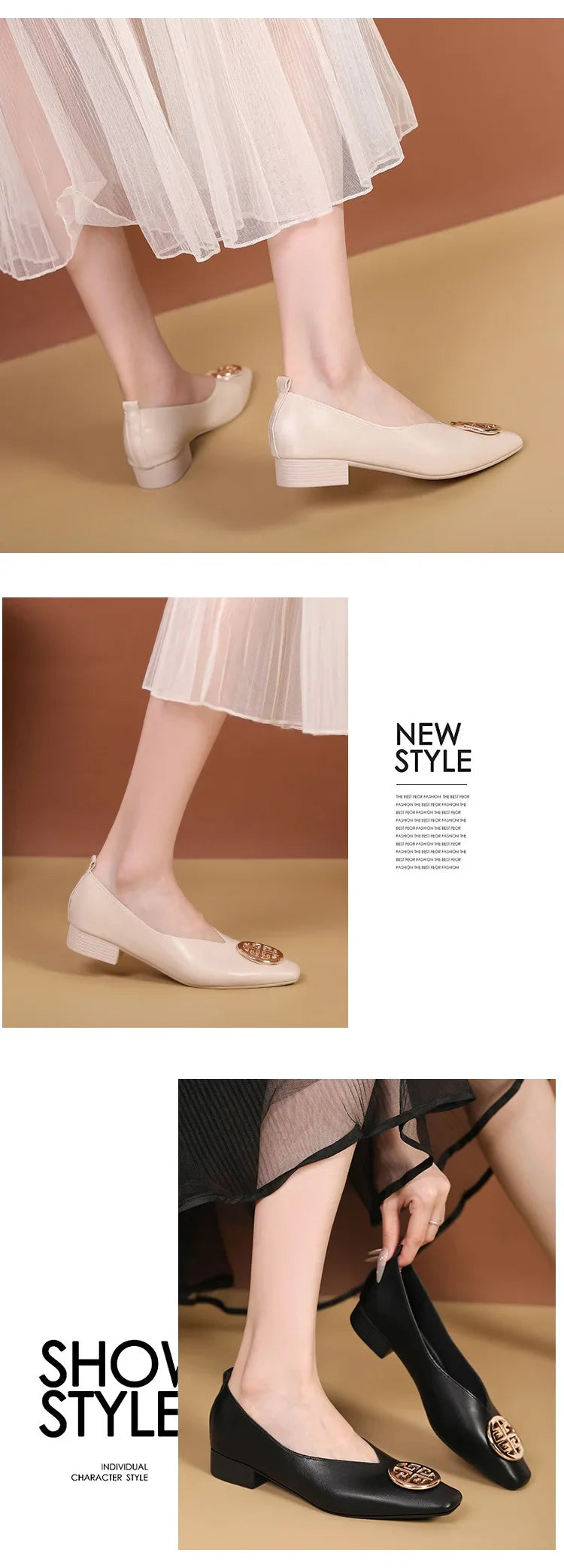 New 2025 Chinese Style Green Square Head Grandma Shoes Women's Thick Heel Slip-On Soft Bottom Mom Shoes Synthetic Upper