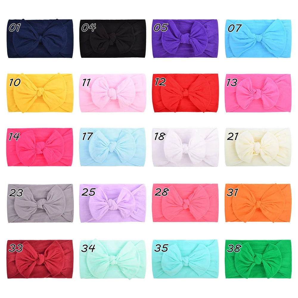 48 colors Baby Bowknot Hairband Broadside Headband Kids Girls Boutique Elastic Protect Turban Headwear Baby Hair Accessories