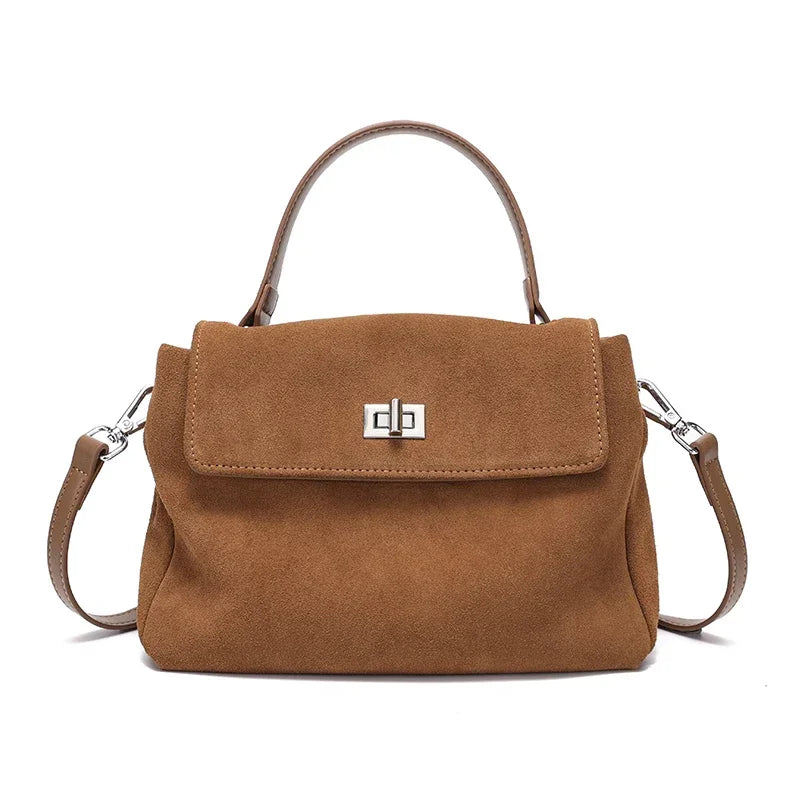 2025 New Autumn Winter Women's Natural Suede Leather Crossbody Bag Luxury Designer Genuine Leather Commuting Messenger Bag