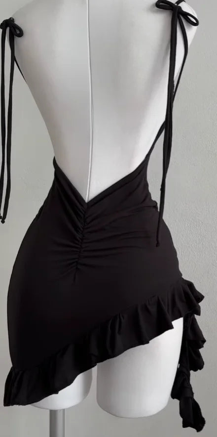Popular European and American new dress with summer high-end feel Y2K sexy backless lace up spicy girl's hip hugging skirt