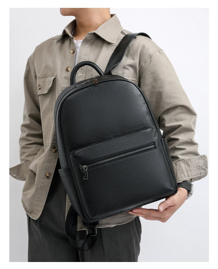100% Genuine Leather Men Backpacks Natural Skin Leather Students Backpack Yong Boys College Backpack Shoolbag Travel Bags SAC
