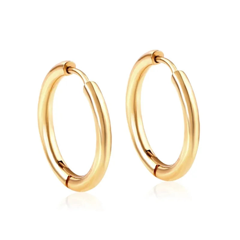 2Pcs Small Hoop Earrings for Women Men, Silver Color Stainles Steel Round Circle Pendientes Mujer Hypoallergeic