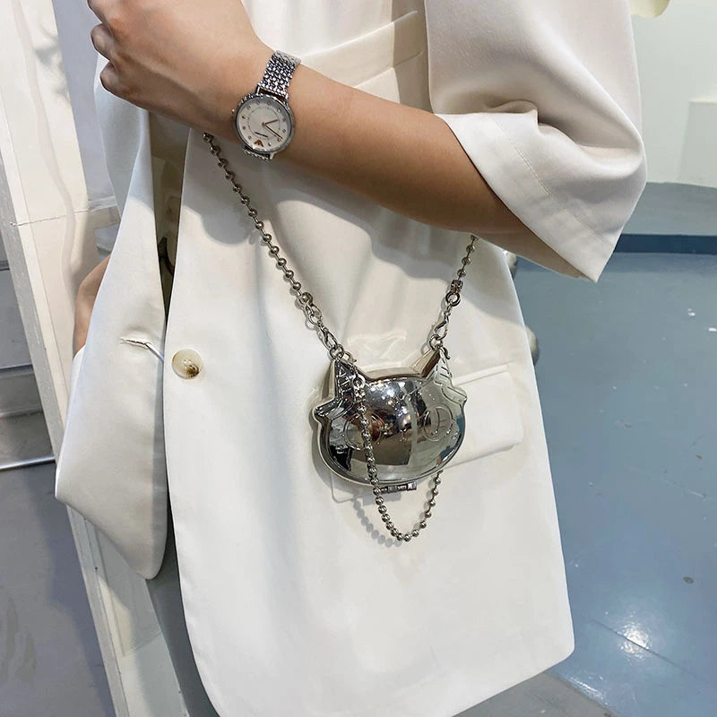 Mini Metal Shoulder Bags for Women Pearl Chain Crossbody Bag Designer Clothing Accessories Satchel Female Decorative Box Handbag