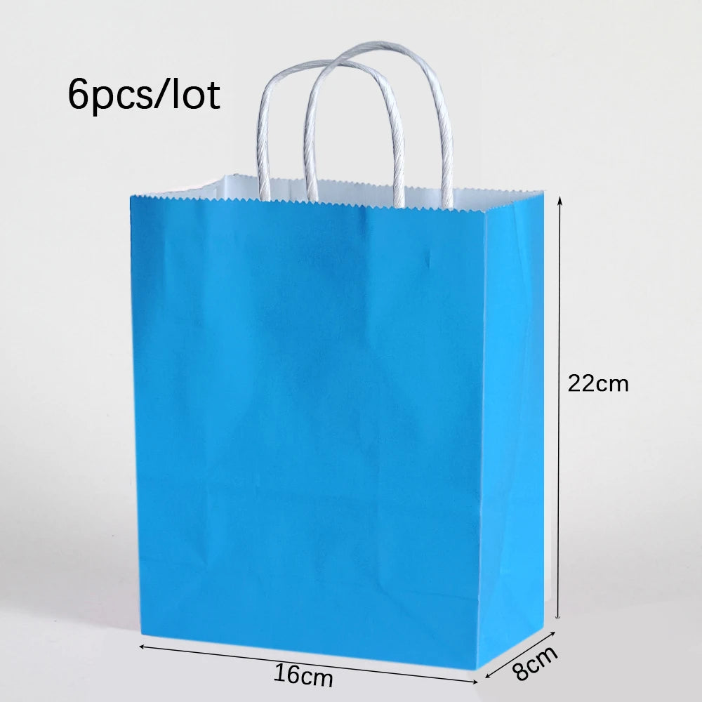 6pcs Macaron Paper Gift Bags Candy Gift Packaging Bags Kids Birthday Party Treat Bags Decoration Baby Shower Wedding Supplies