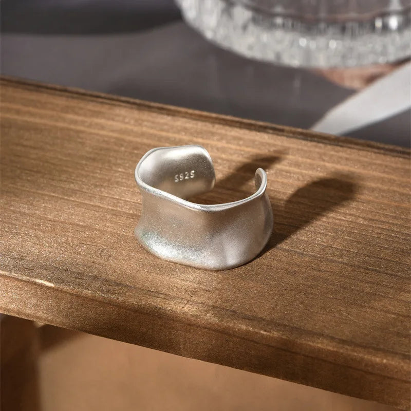 PANJBJ 925 Sterling Silver Pearl Irregular Ring for Women Shell Overlapping Hollow Sweet Design Jewelry Gift Dropshipping