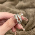 Korea New Fashion Jewelry Exquisite Silver Color Zircon Ring Elegant Women's Opening Adjustable Wedding Gift Luxury Accessory