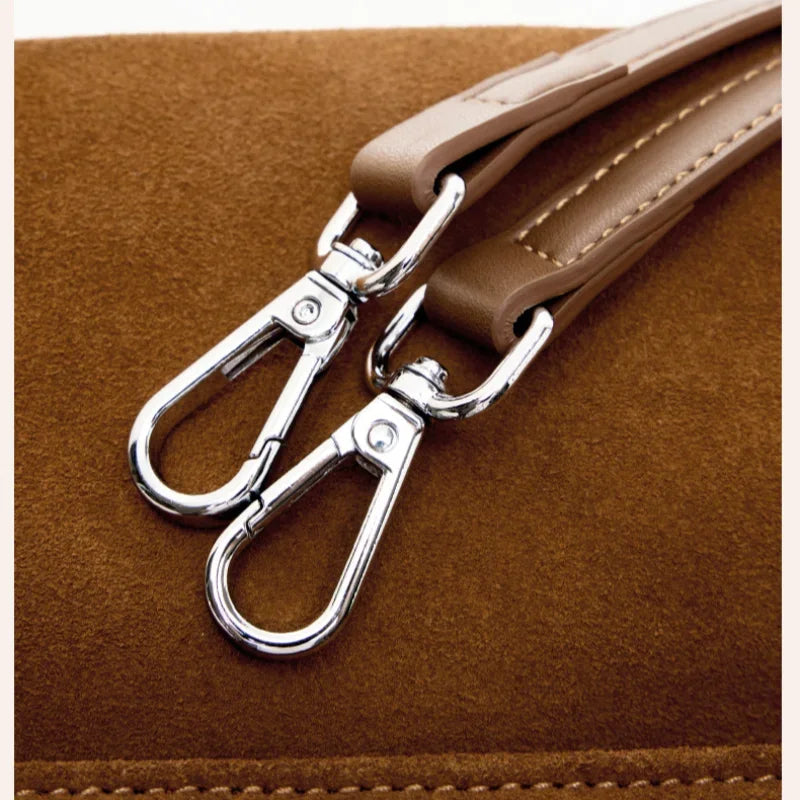 2025 New Autumn Winter Women's Natural Suede Leather Crossbody Bag Luxury Designer Genuine Leather Commuting Messenger Bag