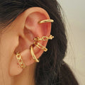 5pcs/set Trendy Elegant Design Ear Cuff Classic Elegant Style Women's No Piercing Clip Earrings Leaf Shaped Circle Stacked Shape