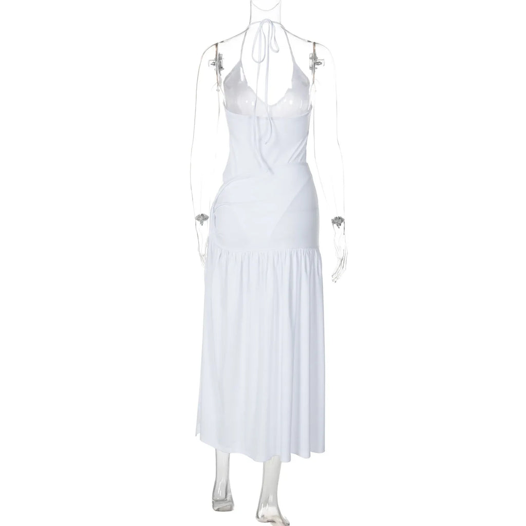 Tossy 2 Piece-Set Female V-Neck Jumpsuit Outfits Sexy Lace-Up Pleated High Waist Skirt Sets For Women White Bandage Outfits