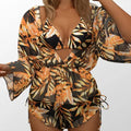 New 3 Piece Bikini Set Plus Size Swimsuit Women Long Sleeve Cover Up Print Halter Swimwear Beach Wear Sexy Bathing Suit 3XL