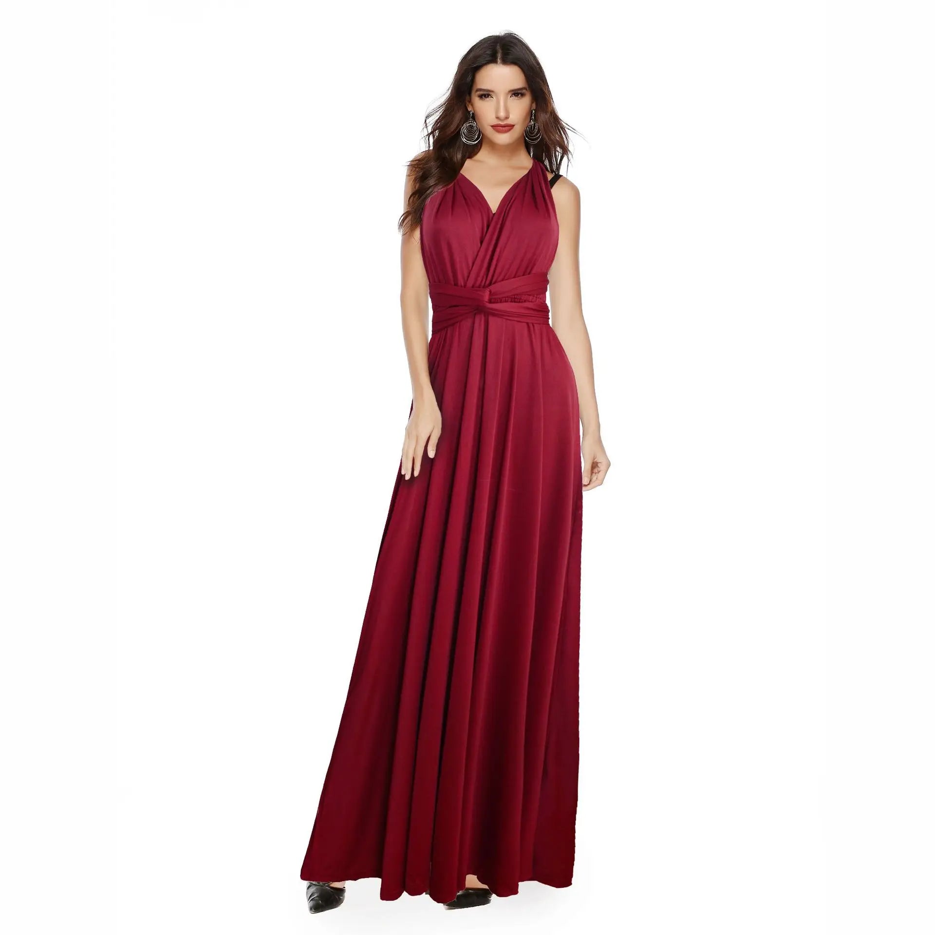 Formal Dress Women Elegant Evening Long Deep V Halter Dress Convertible Multi Way Wrap Maxi Grecian Dresses Wedding Party Dress