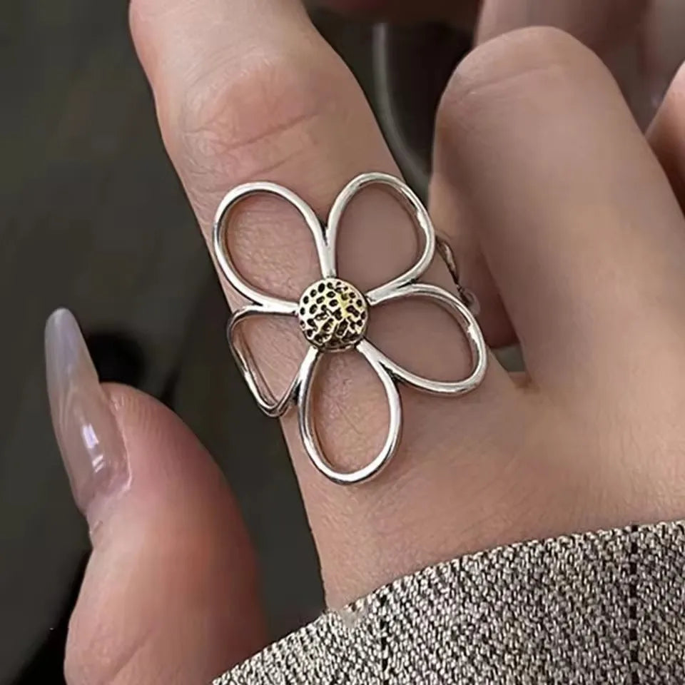 PANJBJ 925 Sterling Silver Pearl Irregular Ring for Women Shell Overlapping Hollow Sweet Design Jewelry Gift Dropshipping