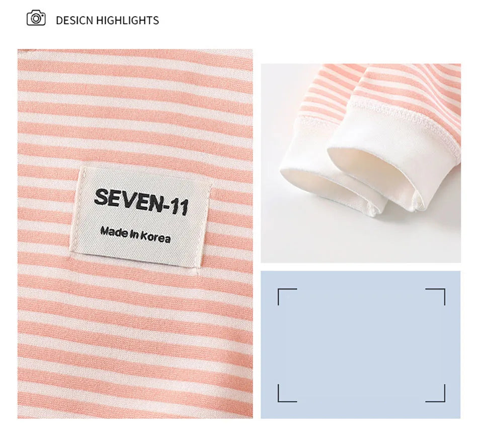 Baby Warm Clothing Set Fleece Lined Children Boys Girls Striped Underwear Sleepwear Set Ideal for Home Pajamas Autumn Winter