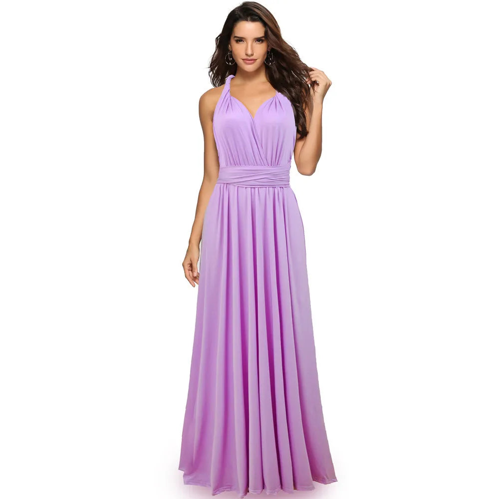 Formal Dress Women Elegant Evening Long Deep V Halter Dress Convertible Multi Way Wrap Maxi Grecian Dresses Wedding Party Dress