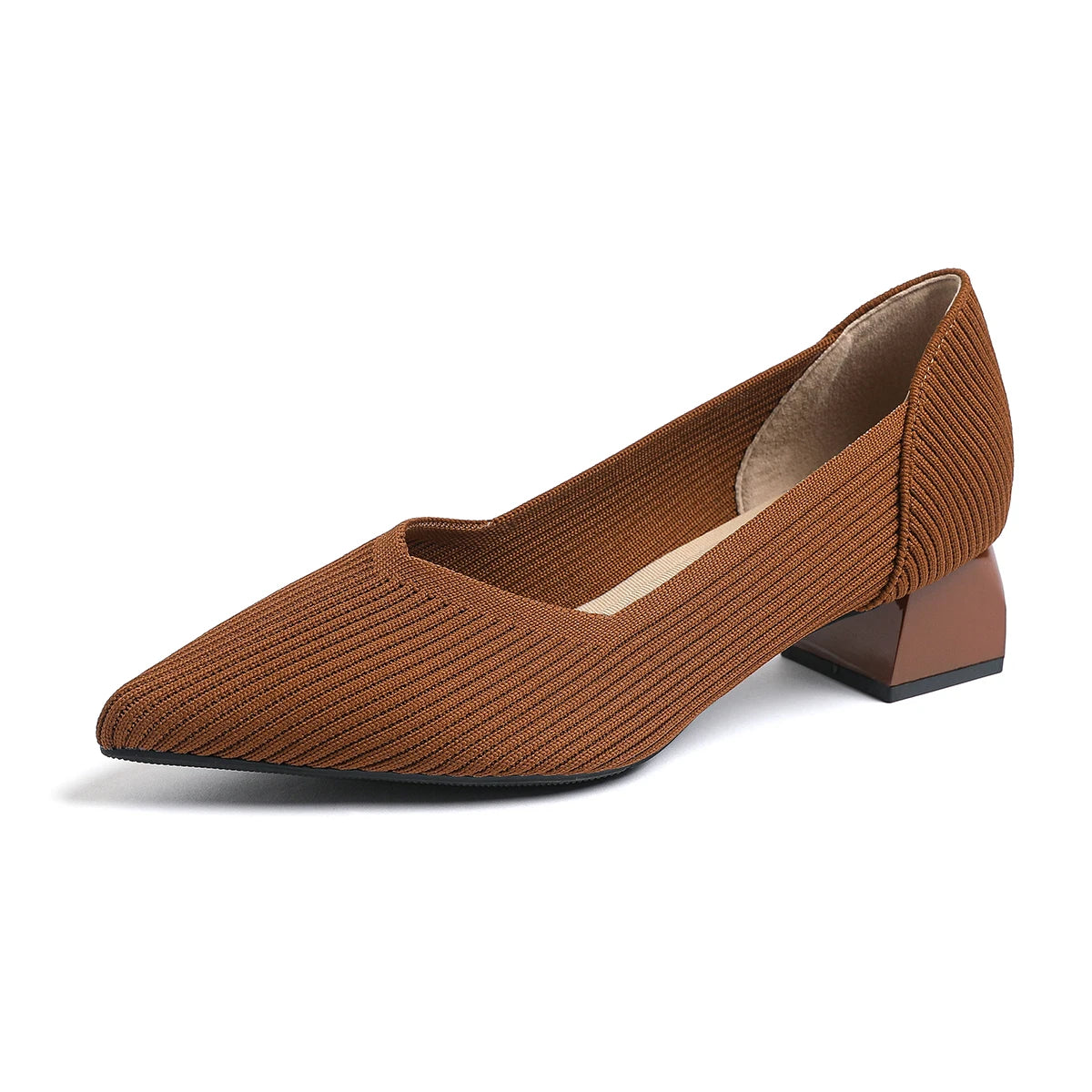 New Women's High Heels Large 42/43 Fashion Pointed Anti slip Rubber Bottom Knitted Breathable Shoes