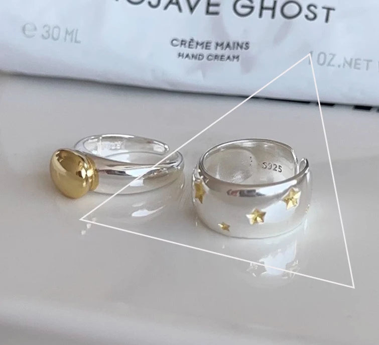 PANJBJ 925 Sterling Silver Pearl Irregular Ring for Women Shell Overlapping Hollow Sweet Design Jewelry Gift Dropshipping